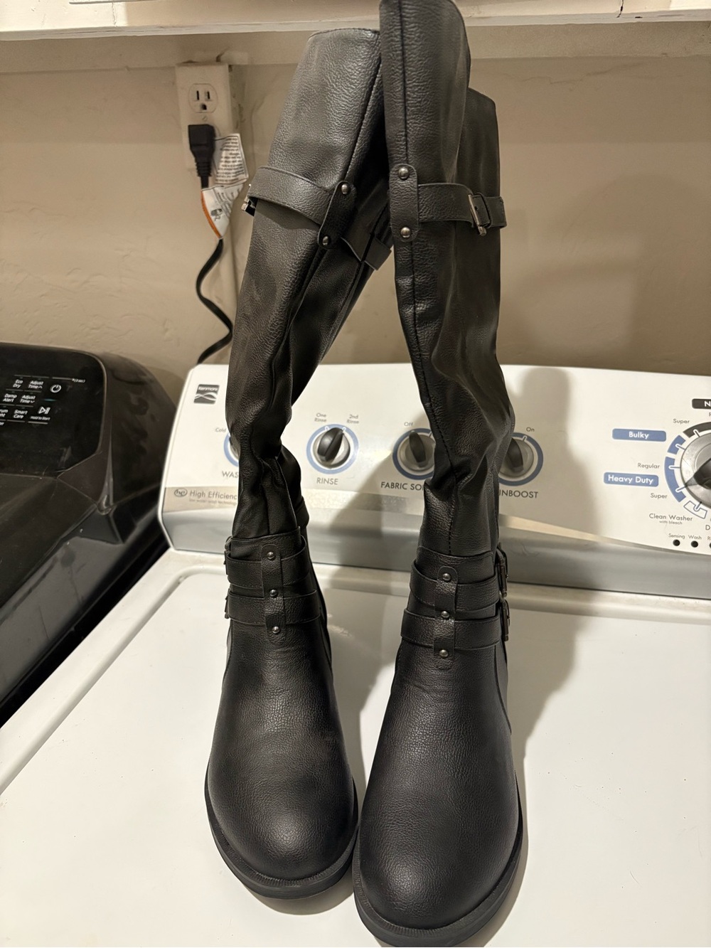 Women’s Black Tall Buckle Boots